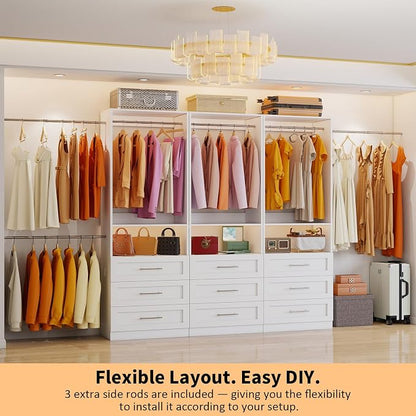 Closet System with 3 Sets, 6FT-15FT Customizable Closet Organizer System with 9 - Image 7