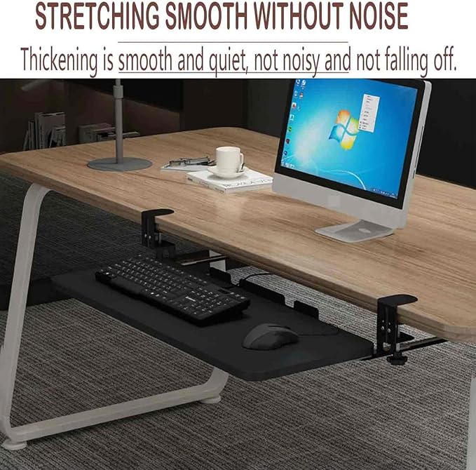 Under Desk Tray No Drill, Slide Out Keyboard Tray Under Desk, Keyboard Slide ut - Image 6