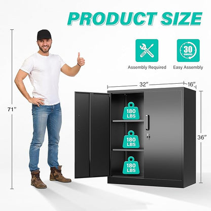 SISESOL Metal Storage Cabinet Locked Steel Cabinet - Image 3