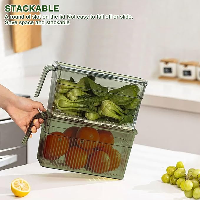 Loobuu 2Pack Stackable Food Storage Produce Saver Containers - Image 3