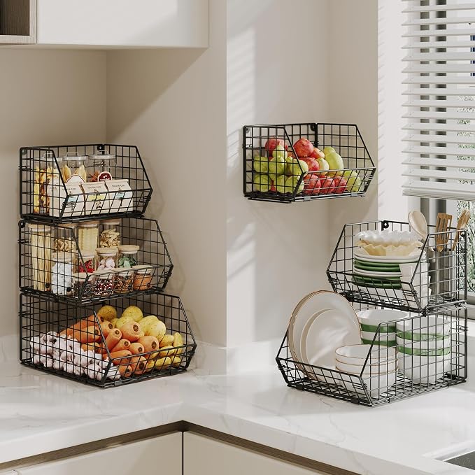 2-Tier Potato and Onion Storage Bin, Stackable Wire Baskets - Image 8