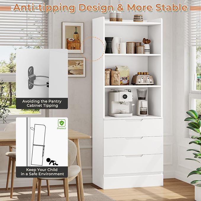 DICTAC 73.23'' Tall Storage Cabinet Bookcase - Image 8