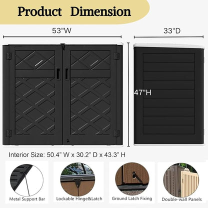 ZZM Large Outdoor Storage Shed, 48 Cu Ft Resin Versatile Storage Cabinet - Image 3