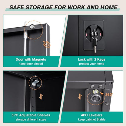 SISESOL Wide & Deep Metal Storage Cabinet - Image 6