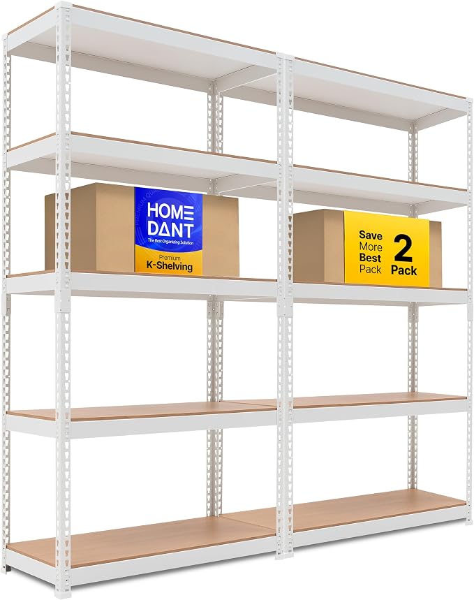 HOMEDANT 5 Tier Storage Shelves Adjustable Laminated Boltless Garage Metal by TheBestOrganizingSolution