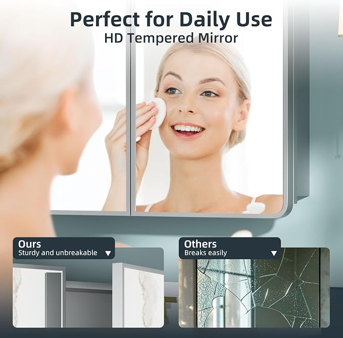 Bathroom Medicine Cabinet with Mirror 24x30Inch, Mirrored Cabinets with Sturdy - Image 6