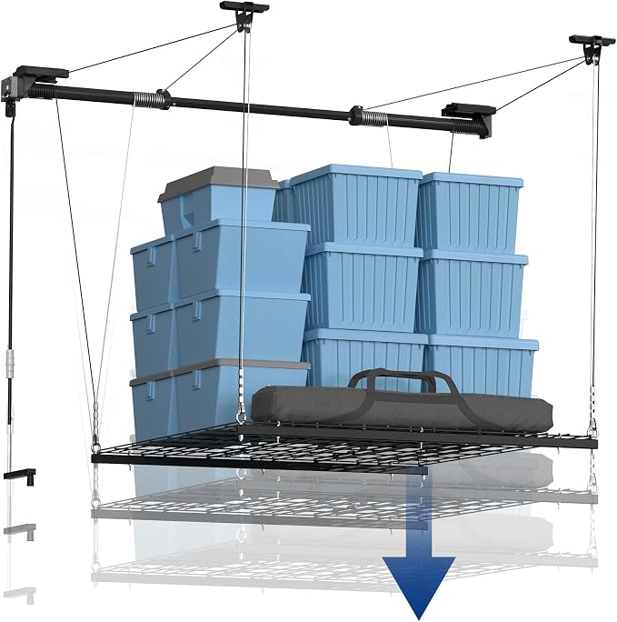 FLEXIMOUNTS Overhead Garage Storage Rack, 4x4 Ft Heavy-Duty Garage Ceiling by FLEXIMOUNTS