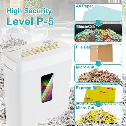 Woolsche Paper Shredder, P-5 Security Level, 5-Sheet Micro Cut - Image 3