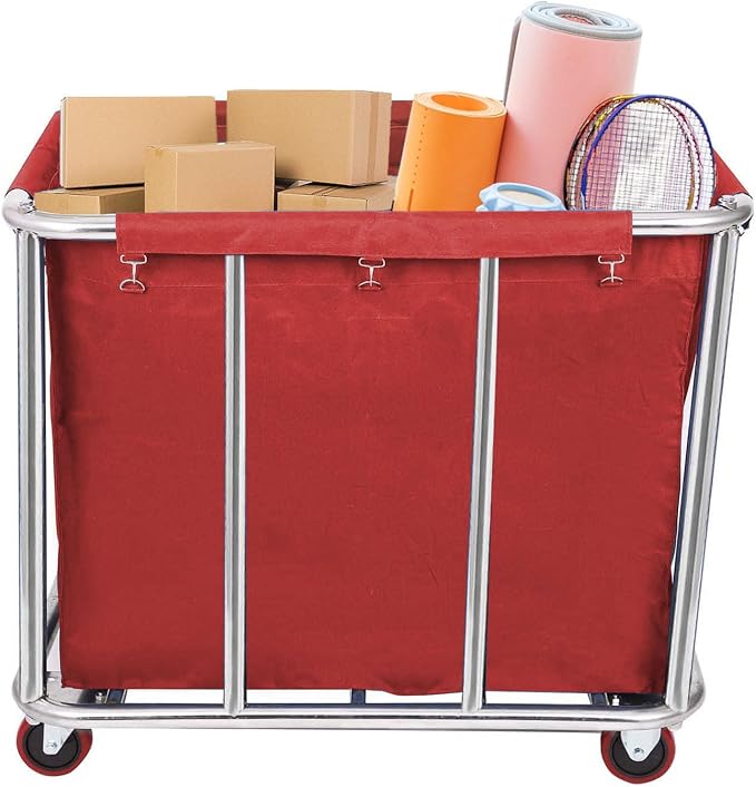 10 Bushels Laundry Cart Commercial/Home, Heavy Duty Large Stainless Steel - Image 4
