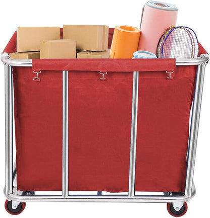10 Bushels Laundry Cart Commercial/Home, Heavy Duty Large Stainless Steel - Image 4