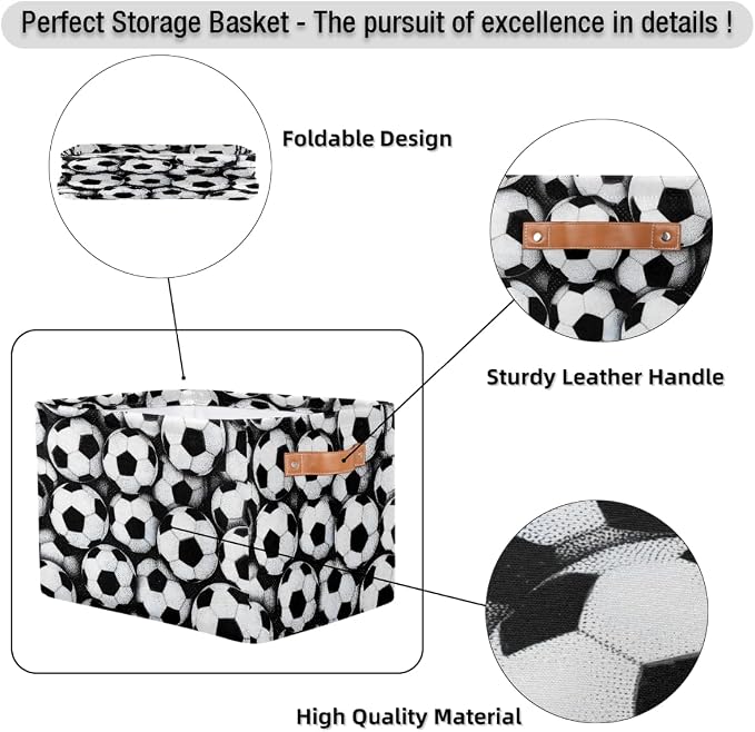 Pardick Sport Football Soccer Basket Storage Bins Large Fabric Toys Storage - Image 6