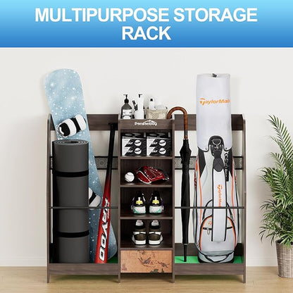 Golf Bag Storage Organizer for Garage, Premium Wooden 2 Golf Bags Rack - Image 4