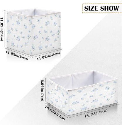 Blue Small Floral Pattern Closet Organizers Storage Cubes Storage Bins Shelf - Image 3