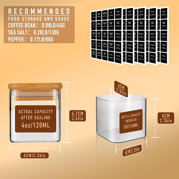 D2scrma 4oz Airtight Square Spice Containers - Image 2