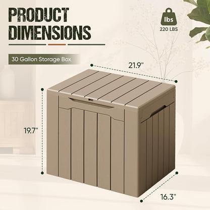 Flamaker Deck Box 30 Gallon, Waterproof Resin Small Storage Box - Image 6