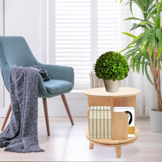 1 Tier Rotating 360 Display Floor Standing Bookcase Storage Rack - Image 4
