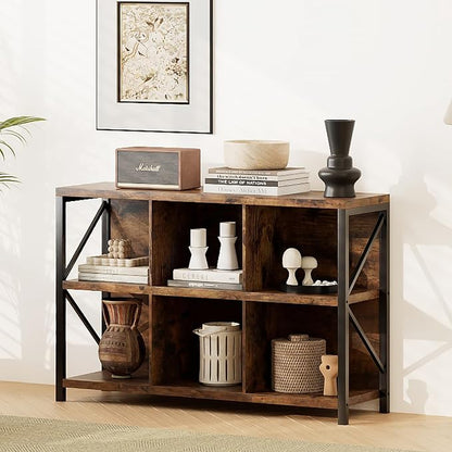 6 Cube Storage Organizer Bookshelf, Industrial Horizontal Bookcase, Accent by Unknown