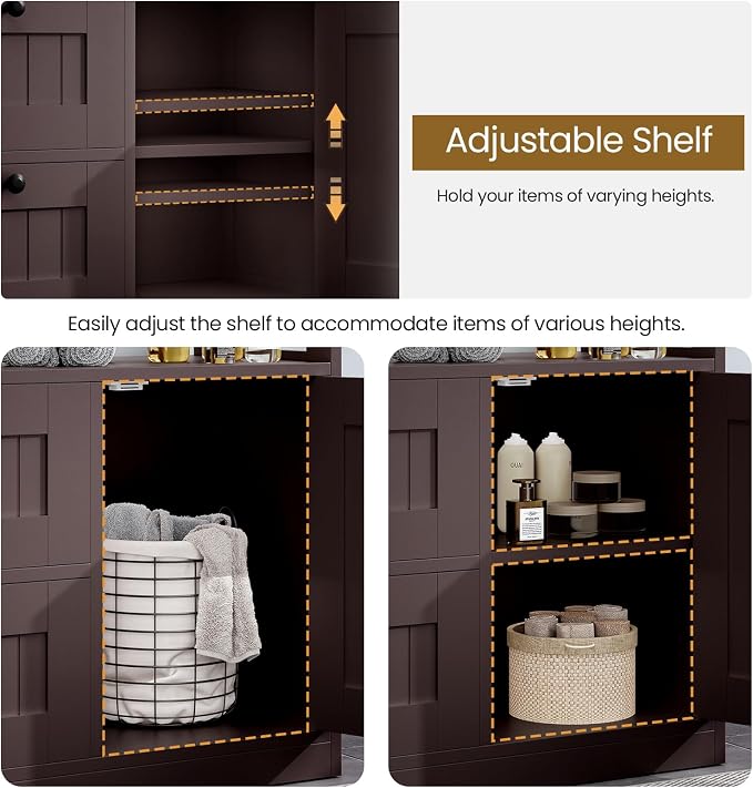 GRUSIGN Bathroom Cabinet, Modern Bathroom Floor Storage Cabinet Organizer - Image 7