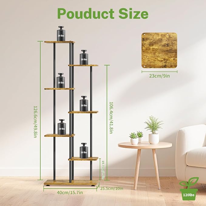 iDavosic.ly 6 Tier Tall Plant Stand Indoor, Tiered Corner Metal Wood Multiple - Image 2