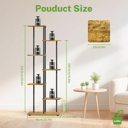 iDavosic.ly 6 Tier Tall Plant Stand Indoor, Tiered Corner Metal Wood Multiple - Image 2