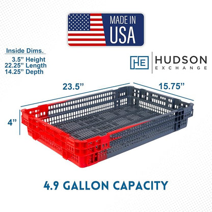 Hudson Exchange 23.5 x 15.75 x 4" Agricultural Nest and Stack Vented Crate - Image 2