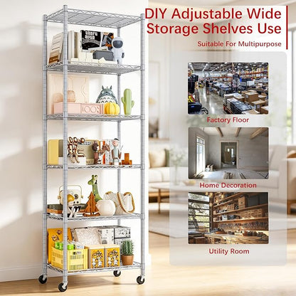 REGILLER 6 Wire Shelving Steel Storage Rack Adjustable Unit Shelves - Image 6