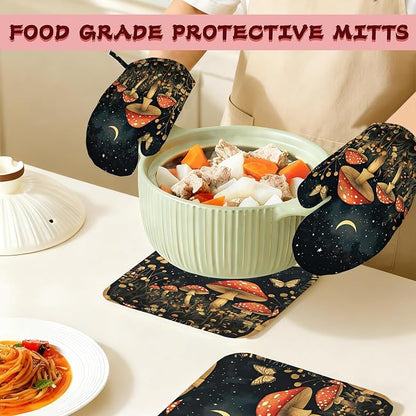 Magic Mushroom Heat-Resistant Silicone Oven Mitts and Pot Holders, Butterfly - Image 7