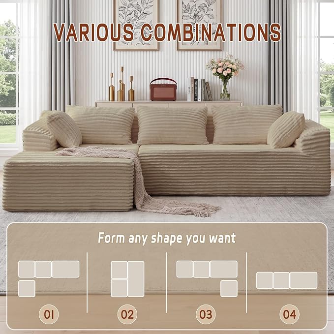 Korser 108" L-Shaped Modular Sectional Sofa - Image 3