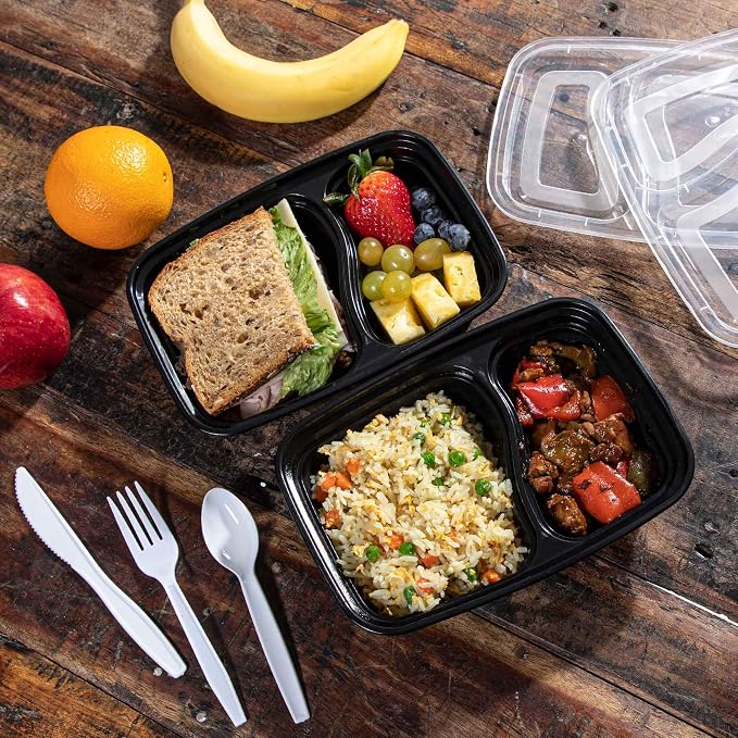 Meal Prep Container Reusable 2 Compartment - Image 4