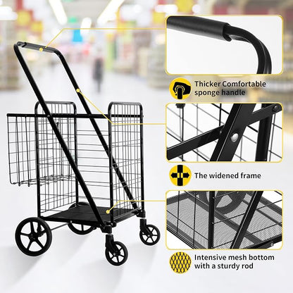 BIEAMA Folding Shopping Cart, 450 Lb Capacity Grocery Cart, Extra Large | Heavy - Image 4