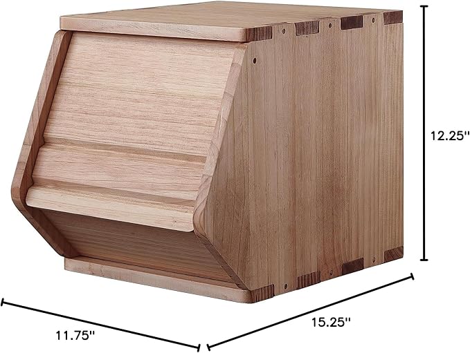 Stackable Solid Wood Storage Chests, Bins - Image 6