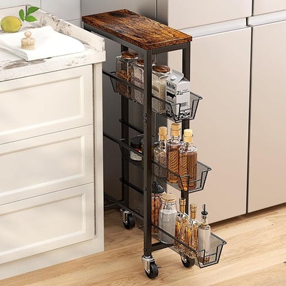 Honest Slim Storage Cart 4-Tier Slim Rolling Cart by HONESTOUTFITTERS