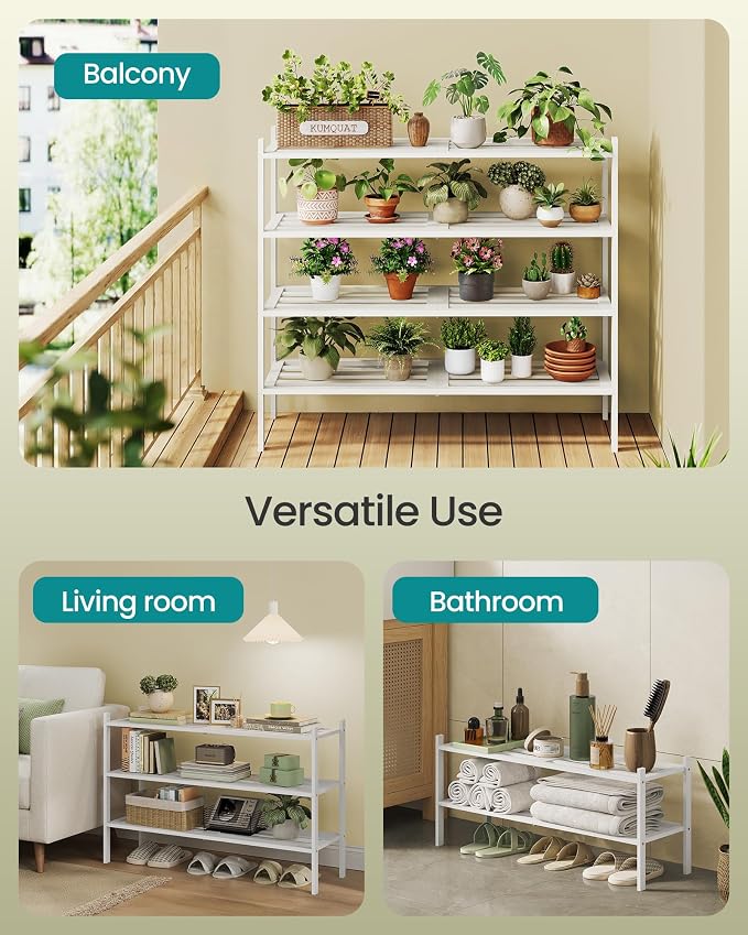 SONGMICS Bamboo Shoe Rack for Closet, Stackable Shoe Oragnizer - Image 6