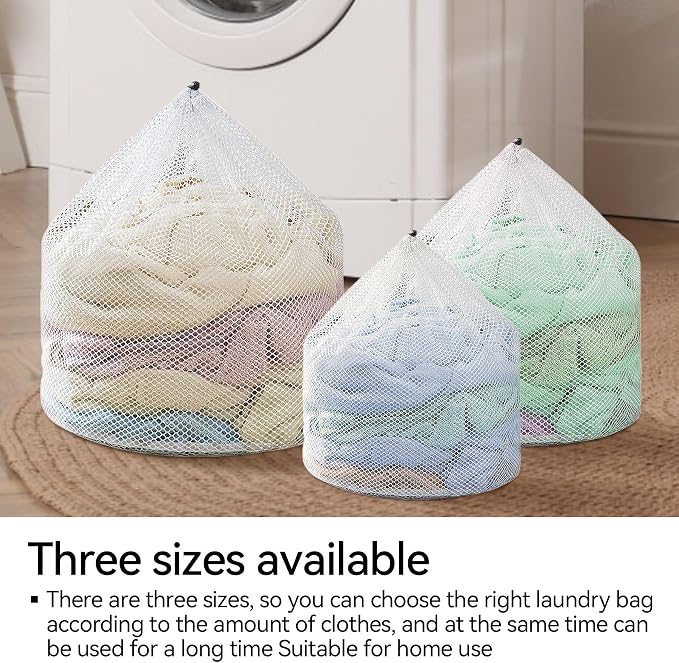 3Pcs Laundry Mesh Wash Bags, Drawstring Net Laundry Bag - Image 6