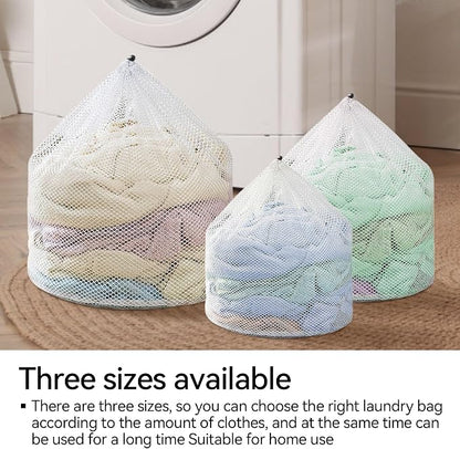 3Pcs Laundry Mesh Wash Bags, Drawstring Net Laundry Bag - Image 6
