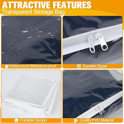 Plastic Storage Bags with Easy-Glide Zipper, Durable Clear Vinyl Zippered - Image 5