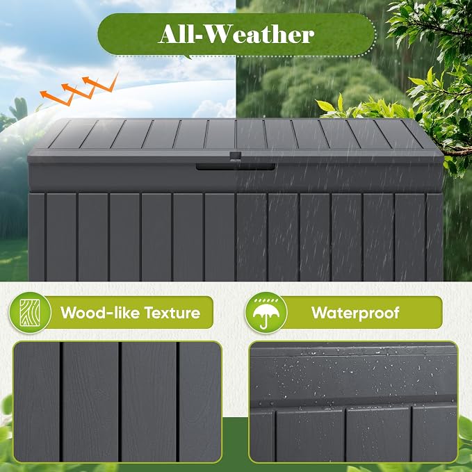 Flamaker Outdoor Storage Box 80 Gallon Resin Waterproof Deck Box Delivery Box - Image 7