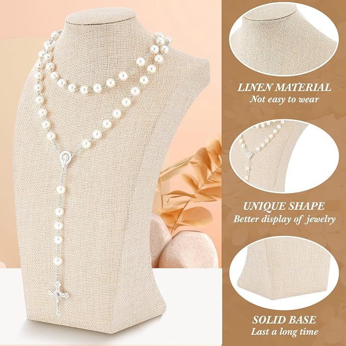 Kigley 9 Pcs Linen Necklace Display Bust Jewelry Holder Necklace Retail - Image 3