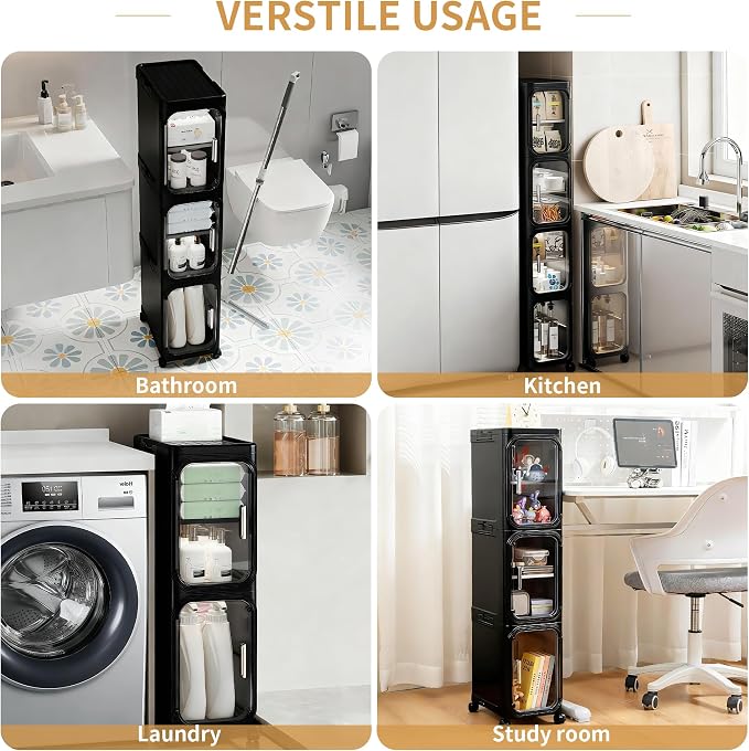 3-Tier Narrow Slim Bathroom Storage Cabinet - Image 5