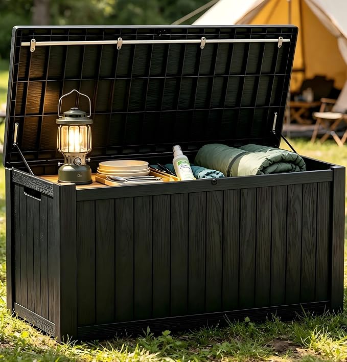 146 Gallon Deck Box, Waterproof Outdoor Storage Box, Lockable Resin Patio - Image 12