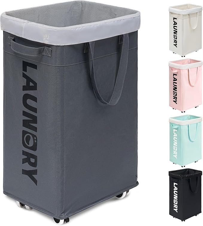 Goodpick Laundry Basket with Wheels, Laundry Hamper with Removable Wash Bag by Goodpick