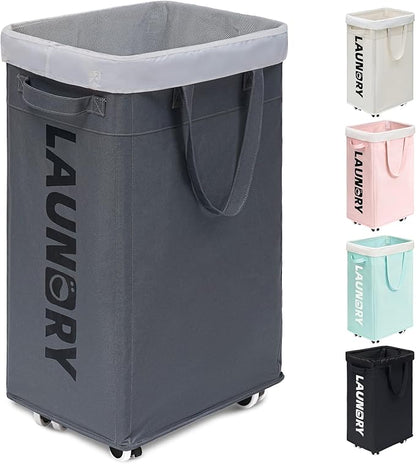 Goodpick Laundry Basket with Wheels, Laundry Hamper with Removable Wash Bag by Goodpick