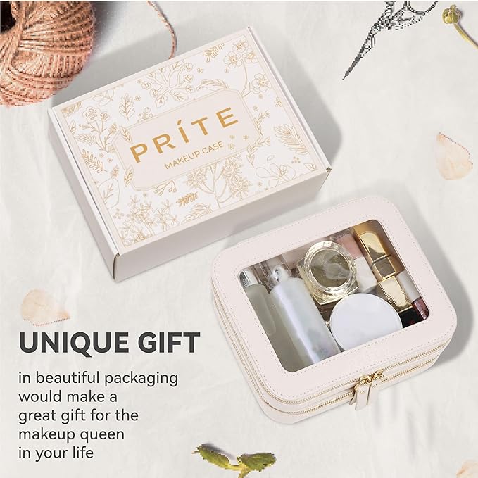 Prite Double Layer Makeup Bag for Women Portable Clear Makeup Bag Cute - Image 6