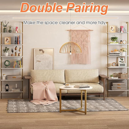 Ladder Shelf 6 Tiers Marble White Modern Bookshelf Open Tall Wall Mount - Image 7