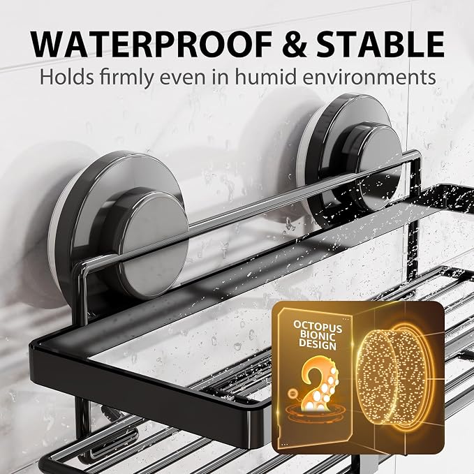 LEVERLOC Shower Caddy Suction Cup, 2 Pack Shower Shelves - Image 8