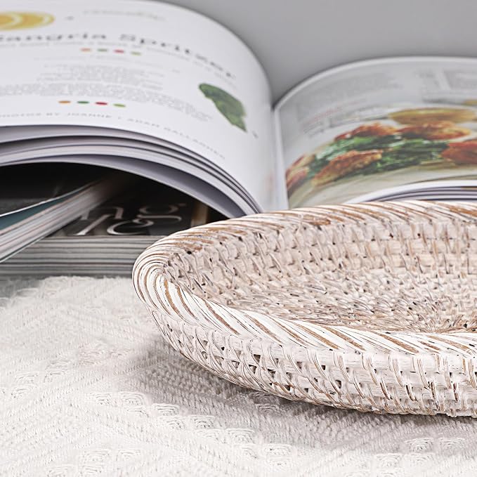 Hipiwe Small Key Basket Bowl for Entryway 7.6" Round Woven Wicker Basket Fruit - Image 9