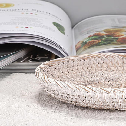 Hipiwe Small Key Basket Bowl for Entryway 7.6" Round Woven Wicker Basket Fruit - Image 9