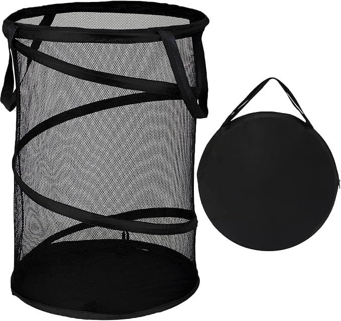 BATTOO Black X-Large Collapsible Laundry Basket Foldable Mesh Pop Up Hamper by BATTOO