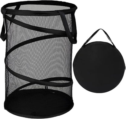 BATTOO Black X-Large Collapsible Laundry Basket Foldable Mesh Pop Up Hamper by BATTOO