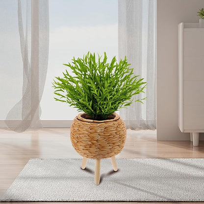 Plant Pot Rack Woven Rattan Flower Basket Stand Indoor Planter Holder - Image 6